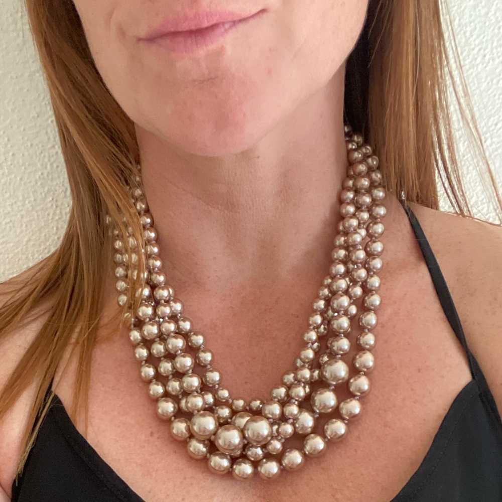 JCrew Vintage inspired pearl multi-strand necklace - rose gold